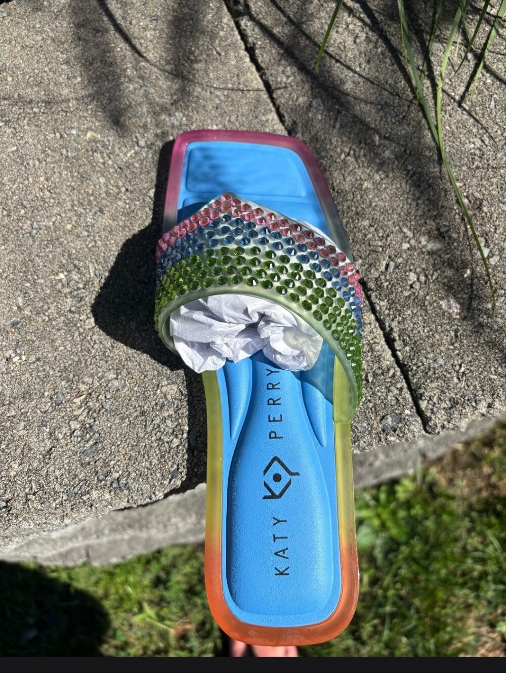 Katy Perry Collections Multicolor Jeweled Slide Sandals - Blue Insole - Picture 2 of 3